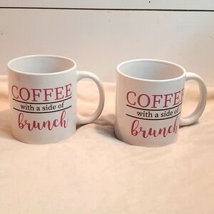 Coffee with a side of brunch Mugs / cups/ coffee cups set of 2 royalnorfolk